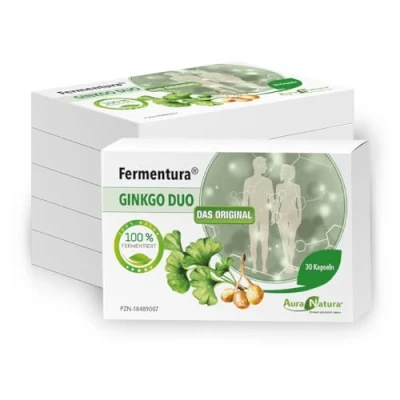 Abbildung von Aura Natura Fermentura Ginkgo Duo 6er Set Fermentierter Extrakt der Ginkgonuss und des Ginkgoblatts 180 Kapseln