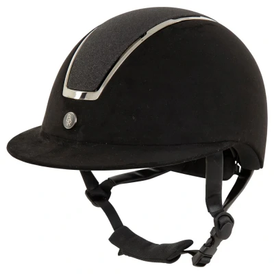 Abbildung von BR Reithelm Omega Micofiber Glitzer Schwarz/Gunmetal 52/54