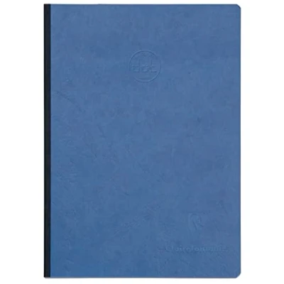 Abbildung von Clairefontaine 795434C Notizbuch, genäht, Rückseite aus Leinen, Blau A5, 14,8 x 21 cm, 192 Seiten, DOT, helles Papier, 90 g, glänzend, Ledermaserung Kollektion Age Bag
