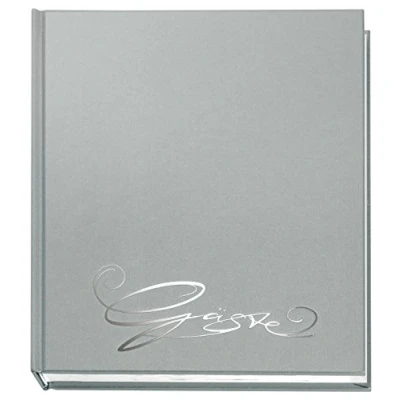Abbildung von VELOFLEX 5420083 Gästebuch Classic mit Prägung Gäste, 144 Seiten weißes blanko Papier, 205 x 240 mm, silber