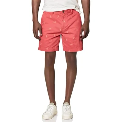 Abbildung von Amazon Essentials Herren Chinoshorts, 23 cm, Schlanker Schnitt, Verwaschenes Rot Hummer, 32W