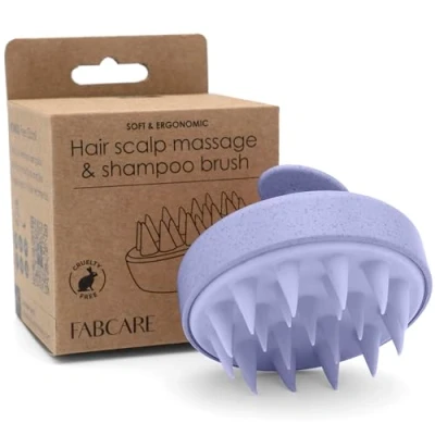 Abbildung von FABCARE Kopfhaut Massagebürste Kopfmassage &amp; Haarwachstum für alle Haartypen Weizenstroh Silikon Peeling Nasses Trockenes Haar Blutzirkulation Violett