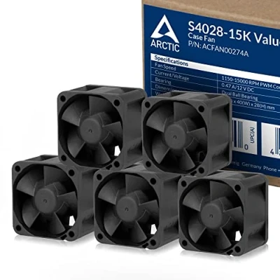 Abbildung von ARCTIC S4028 15K (5 Stück) 40x40x28 mm Server Lüfter mit Doppelkugellager, 1400 15000 RPM, PWM reguliert, 4 Pin Anschluss, 12 V DC Schwarz
