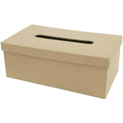 Abbildung von Décopatch AC657O Taschentuchbox M aus Pappmaché, 14 x 25 9 cm, zum Verzieren, perfekt für Ihre Wohndeko, kartonbraun