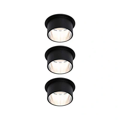 Abbildung von Paulmann 93383 LED Einbauleuchte Gil 3 Step Dim rund incl. 3x6 Watt dimmbar Schwarz matt, Eisen gebürstet Einbaustrahler Aluminium Spot 2700 K Coin