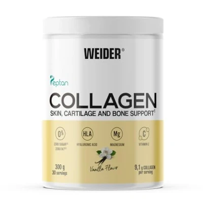 Abbildung von Weider Collagen (300g) Vanille Geschmack, Hydrolysiertes Kollagen Typ I 100% Peptan mit Hyaluronsäure, Magnesium, Vitamin C, Zuckerfrei, Für Haut, Knorpel, Knochen und Haare
