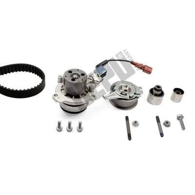Abbildung von HEPU PK06690 Wasserpumpe + Zahnriemensatz schaltbare Wasserpumpe, mit Schrauben 145 VOLKSWAGEN: Golf 7, Tiguan I, Passat B8 Variant, AUDI: A4 Avant