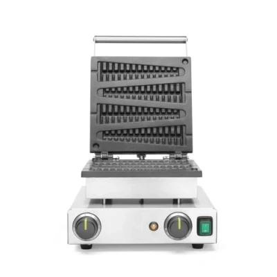 Abbildung von HENDI Waffeleisen &#039;Lollipop&#039;, Für 4 leckere Waffeln am Stiel, Temperatur einstellbar von 50˚C bis 220˚C, Teflon® Antihaftbeschichtung, 230V, 1750W, 310x395x(H)230mm, Edelstahl