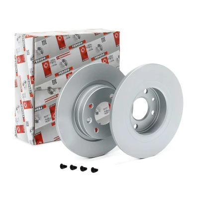 Abbildung von FERODO PREMIER Coat+ disc DDF1502C Bremsscheibe 259 12 4 voll beschichtet mit Schrauben DACIA: SANDERO I, 2, Logan I MCV, RENAULT: TWINGO 2