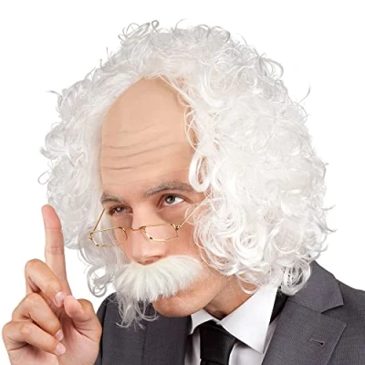 Abbildung von Boland 86358 Perücke Professor mit Schnurrbart und Brille, Kunsthaare, alter Mann, Opa, Accessoire, Kostüm, Karneval, Mottoparty