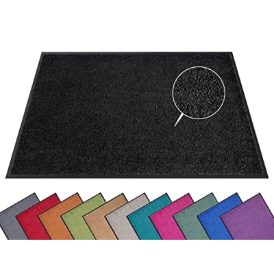 Abbildung von Hanse Home Fußmatte (S XXL) 60x180cm 12 Farben Fussmatte Outdoor Schmutzfangmatte Türmatte Waschbar &amp; Wetterfest rutschfest für Eingangsbereich Außenbereich Schwarz