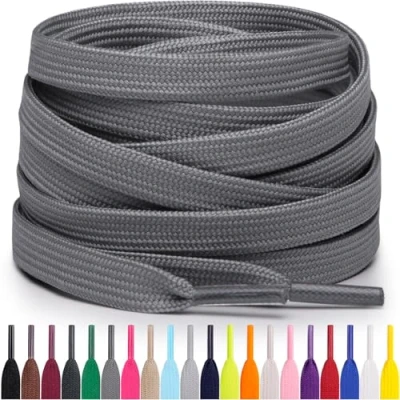 Abbildung von Miscly Flache Schnürsenkel, in verschiedenen Längen und Farben erhältlich (137 cm, Grau)