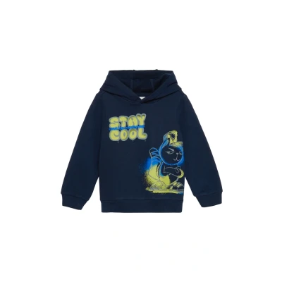 Abbildung von s.Oliver IMPRIMÉ SUR LE Devant Kapuzenpullover für Kinder, Größe: 104/110, Navy
