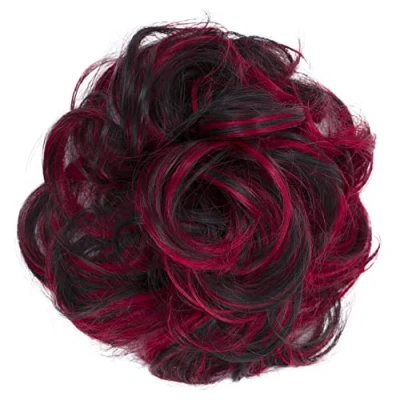 Abbildung von CAISHA Scrunchie Haarteil Haargummi Dutt Haarverdichtung Groß Emilia Gewellt Unordentlich DM15cm Rot Mix G30E