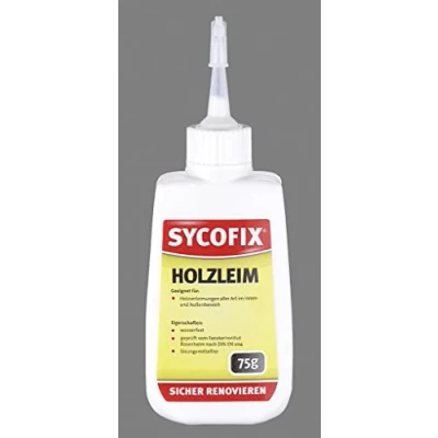 Abbildung von Sycofix Holzleim D3 75 g, für innen und außen, transparent auftrocknend, wasserfest, klebt kraftvoll sicher, alle handelsüblichen Holzarten, Kunstharzleim