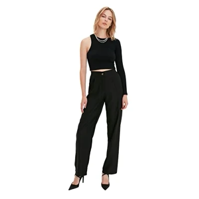 Abbildung von TRENDYOL Damen Schwarze Geräumige Hose Groß Pants Chino, Schwarz, 40