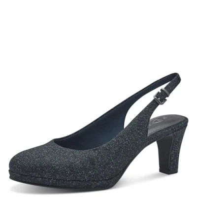 Abbildung von MARCO TOZZI Damen Slingpumps mit Blockabsatz Elegant, Metallisch (Navy metallic), 38 EU