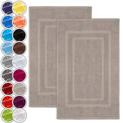 Abbildung von NatureMark 2er Pack Badvorleger Badematte Premium Qualität 100% Baumwolle 50 x 80 cm Duschvorleger Duschmatte Doppelpack Farbe: Sand/Beige