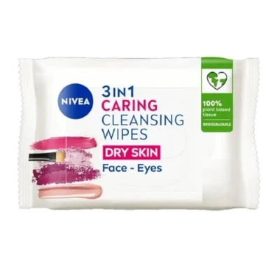Abbildung von NIVEA biologisch abbaubare Reinigungstücher trockene Haut (40 Blatt), Tücher aus 100% Pflanzenfasern, Abschminktücher, Gesichtstücher, Make up Entferner, Verpackung kann variieren
