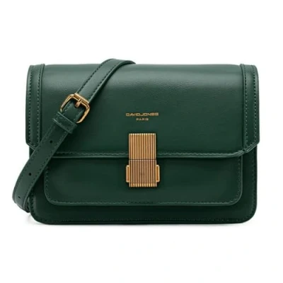Abbildung von David Jones Damen Kleine Umhängetasche Frau Elegante Schultertasche PU Leder Handtasche Crossbody Bag Tasche mit Klappe Drehkreuz Handy Party Trendy Mode Clutch Abdentasche Grün