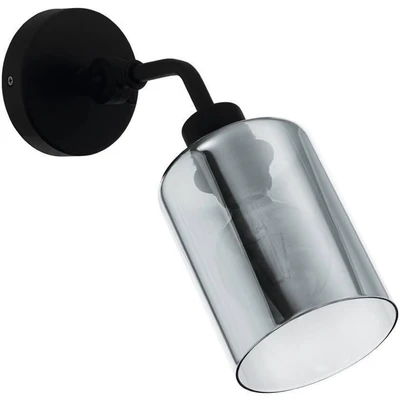 Abbildung von Eglo 43309 Rauchglas Wandleuchte FORESTBURG schwarz transparent L:11,5 31 H:29cm dimmbar