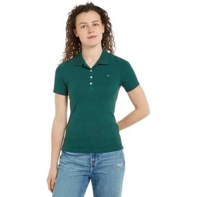 Abbildung von Tommy Hilfiger Women 1985 Slim Pique Polo SS WW0WW43225 Green (Ornamental Green) XL