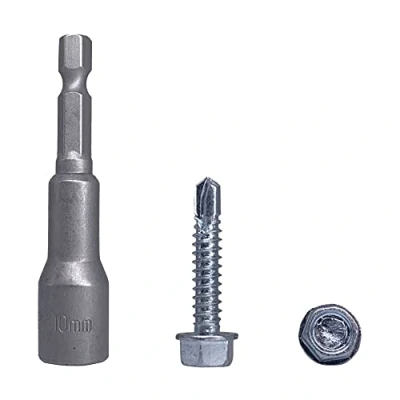Abbildung von (80 Stück) DIN 7504 K verzinkter Stahl 6,3 x 32 mm Schrauben, selbstbohrende Blechschraube, Sechskant Unterlegscheibenkopf, selbstschneidend (80, mm)