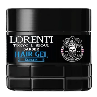 Abbildung von LORENTI TOKYO &amp; SEOUL Barber hair Styling Gel 500ml Haargel Herren Starker Halt Kein Verkleben und ohne Rückstände Alkohol Frei wet look gummy Effect (500ml, KERATIN)