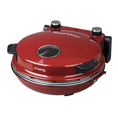 Abbildung von H.Koenig NAPL350 Pizzaofen, Pizza Durchmesser 32 cm, 350 Grad C, Keramik Steinplatte, Rot