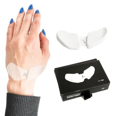 Abbildung von DELTAHUB Carpio 2.0 ergonomische Handgelenkauflage für Linkshänder, Handgelenkstütze bei Benutzung der PC Maus, Reduziert Überstreckung, Ermüdung &amp; Handgelenkschmerz, leichtes Gleiten Large/Weiß