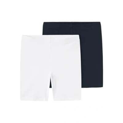 Abbildung von NAME IT Mädchen NKFVIVIAN 2P SOLID Short NOOS Leggings, Dark Sapphire/Pack:Pack with Bright White, 110 116 (2er Pack)