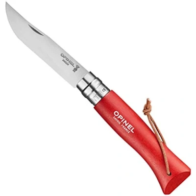 Abbildung von Opinel Taschenmesser Nr. 8 mit Lederriemen, Rot, 001705