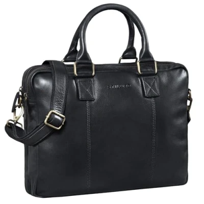 Abbildung von STILORD &#039;Zacharias&#039; Vintage Businesstasche Leder Aktentasche groß XL 15,6 Zoll Laptoptasche Schultertasche Umhängetasche aufsteckbar Echtleder, Farbe:schwarz