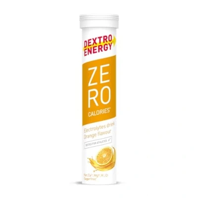 Abbildung von DEXTRO ENERGY ZERO CALORIES ORANGE 12x20 Brausetabletten (12er Pack) Zusatz von Natrium, Magnesium, Chlorid, Calcium und Kalium für Elektrolyt Getränke, Ergänzung zum Workout, Zuckerfrei, Vegan