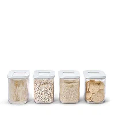 Abbildung von Mepal 4 teiliges Set Vorratsdosen mit Deckel Lebensmittelbehälter Rechteckige Küchenorganizer aus Kunststoff Vorratsbehälter Luftdicht x 1000 ml White