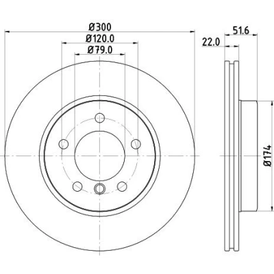 Abbildung von HELLA PRO 8DD 355 106 551 Bremsscheibe 300 22 05/06 120 innenbelüftet beschichtet ohne Radbefestigungsbolzen, Radnabe BMW: 3 Saloon, Coupe