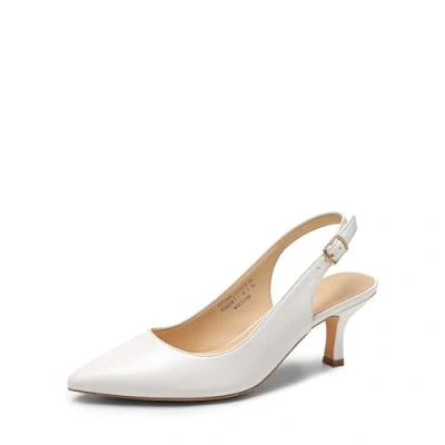 Abbildung von DREAM PAIRS Damen Pumps Slingback Sandalen für Pointed Toe Kleid Partei Gericht Schuhe Kitten Heel Hochzeit Schuhe,Size 38,Weiss Pu,SDPU2444W