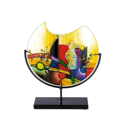 Abbildung von GILDE Glas art Deko Vase aus auf Metallfuß Wohnzimmer Geschenke für Frauen Geburtstag Weihnachten Mehrfarbig Höhe 38 cm