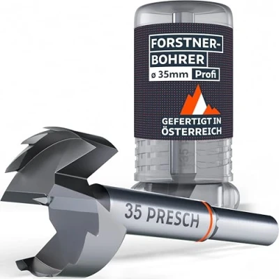 Abbildung von Presch Forstnerbohrer Ø 35mm Extrem scharfer, langlebiger Astlochbohrer Hochpräzise Zentrierspitze für perfekten Rundlauf Zuverlässige Leistung dank optimierter Standzeit