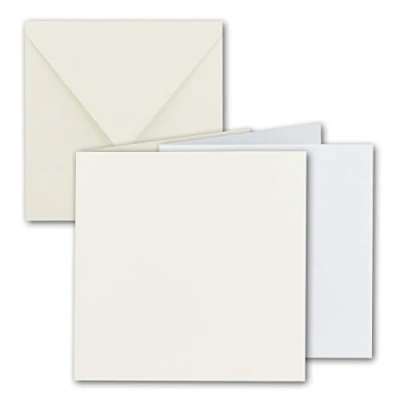 Abbildung von 30x Quadratisches Falt Karten Set 15 x cm mit Brief Umschlägen &amp; Einlegeblättern Naturweiss FarbenFroh by GUSTAV NEUSER