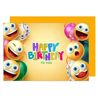 Abbildung von Edition Seidel Premium Geburtstagskarte mit Umschlag. Glückwunschkarte Billet Happy Birthday Humor Lustig cool Mann Frau Teenager Junge Mädchen Emoji Smiley (G3499 SW023)