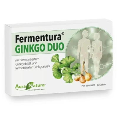 Abbildung von Aura Natura Fermentura Ginkgo Duo Fermentierter Extrakt der Ginkgonuss und des Ginkgoblatts 30 Kapseln