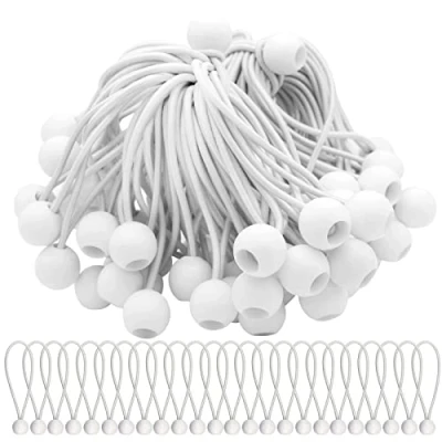 Abbildung von 75 Stücks Spanngummi Mit Kugel 15 cm, Gummischlaufen Expanderschlinge Zeltgummis Gummispanner für Partyzelte Planen Plakate Werbebanner weiß