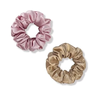 Abbildung von townssilk Seidenhaarschlaufe,100% reine Maulbeerseide, 22 Momme,haarschonend,luxuriös,federnd,Haargummis.2 Stück dustypink taupe