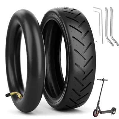 Abbildung von OUXI 2pcs E Scooter Reifen 8 1/2 mit und Schlauchpaket Ersatzschlauch+Reifen 8,5 Zoll kompatibel Xiaomi M365/M365Pro2 Elektroroller schwarze Ersatzräder(gebogene Luftdüse)