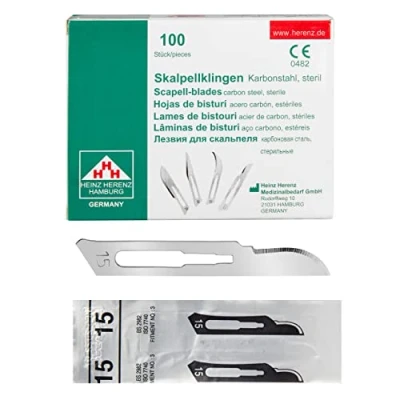 Abbildung von Shehadeh 100 Stück sterile Skalpellklingen Figur 15 für Skalpellhalter Nr. 3 Extrem scharf