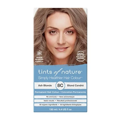 Abbildung von Tints of Nature 8C Ash Blonde Permanent Hair Dye, Aschblond Permanente Haarfarbe, pflegt das Haar und deckt Grau ab, ammoniakfrei, 130 ml
