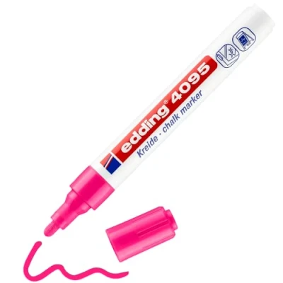Abbildung von edding 4095 Kreidemarker neon pink 10 Kreidestifte Rundspitze 2 3 mm Kreidestift für Tafel abwischbar zum Beschriften von Fenster, Glas, Spiegel Tafelstift mit deckenden Farben