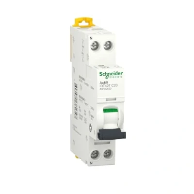 Abbildung von Schneider Electric Acti9 iDT40T MCB Leitungsschutzschalter Typ C, Pol 1P+N 20A 230V, Abschaltvermögen 6 kA Acti 9