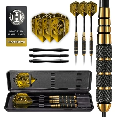 Abbildung von Harrows Voodoo Messingpfeile Steeldarts Set mit Tragetasche 19g, 21g, 23g, 25g &amp; 27g Beinhaltet Speedline Schäfte und 100 Mikron Marathon Flights (21g)